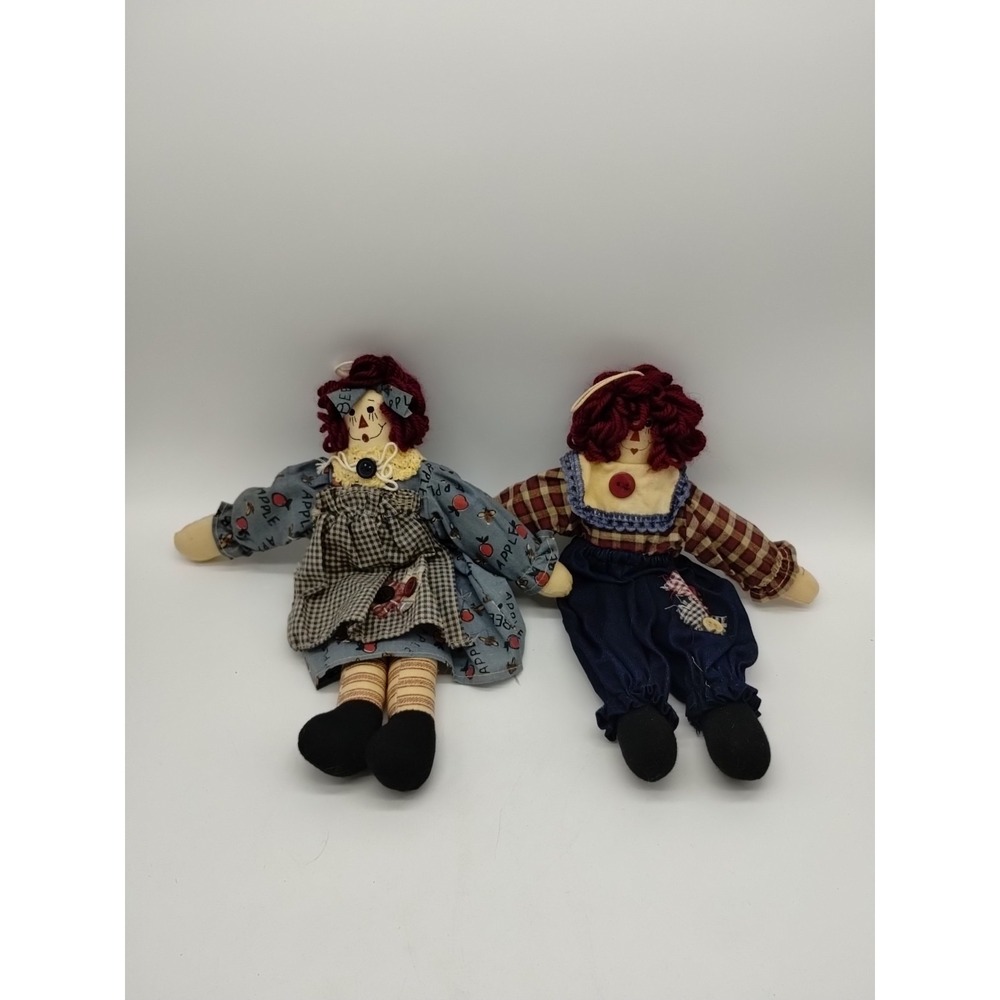 Unicorn Corp Raggedy Cloth Dolls Girl And Boy Hanging Ornaments Christmas 10"